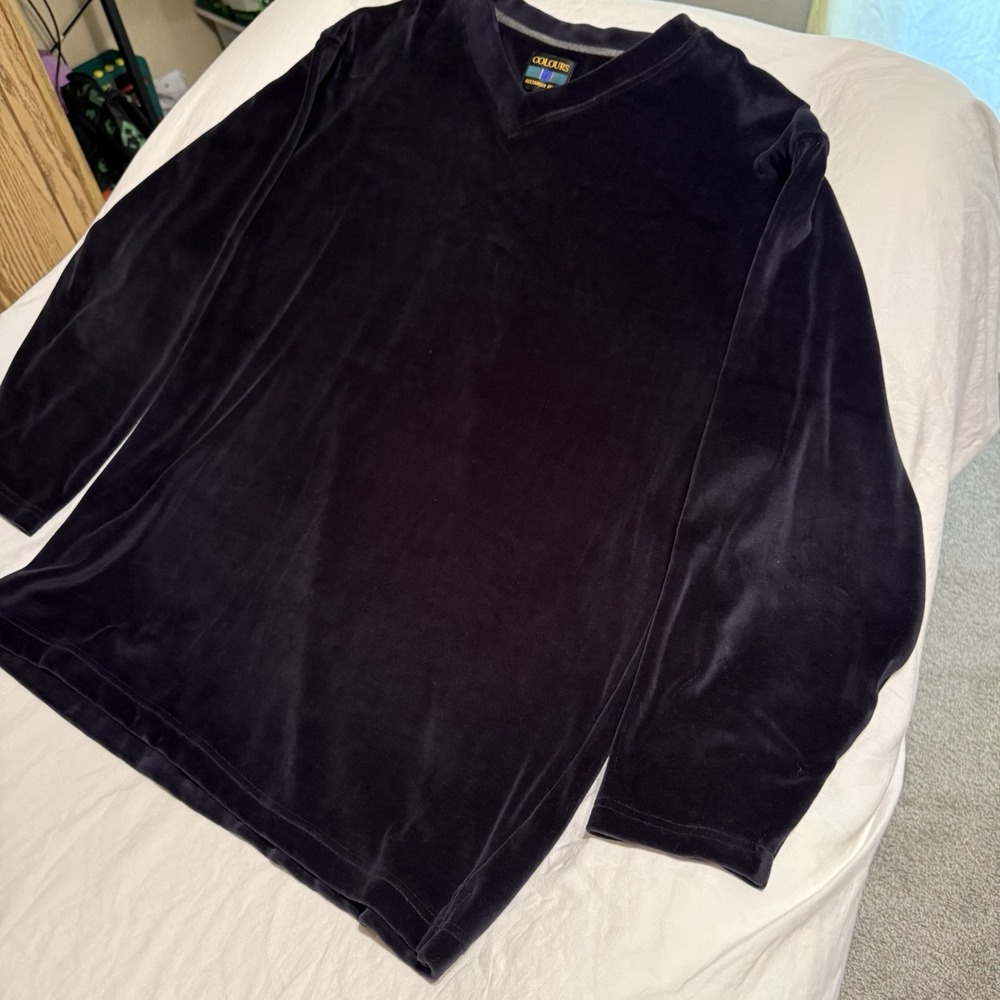 Vintage Large Colours By Alexander Julian Cashmere V-Neck Sweater Black